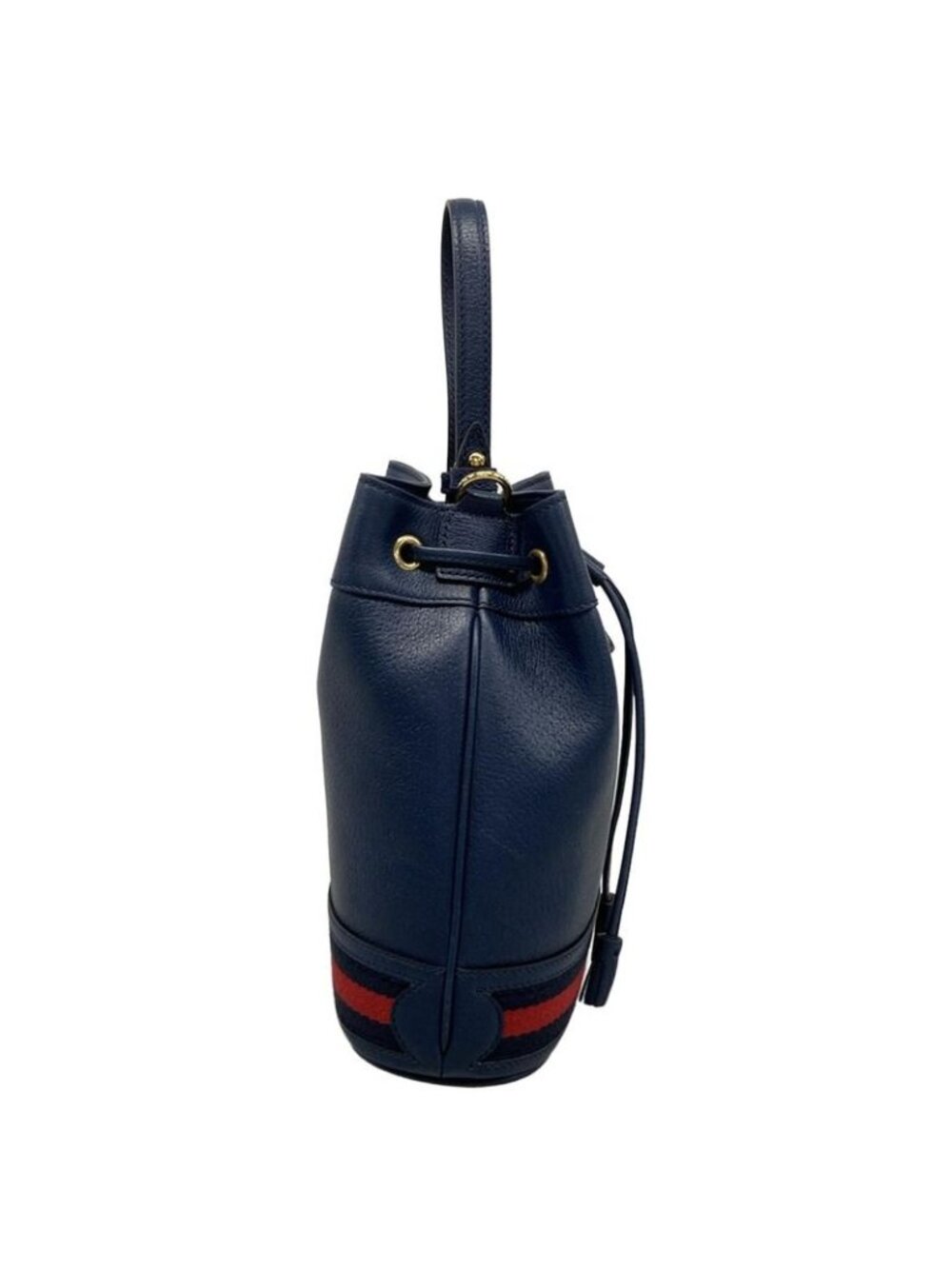 Gucci Ophidia Small Bucket Bag Navy Drawstring Cotton X Red - Picture 2 of 15